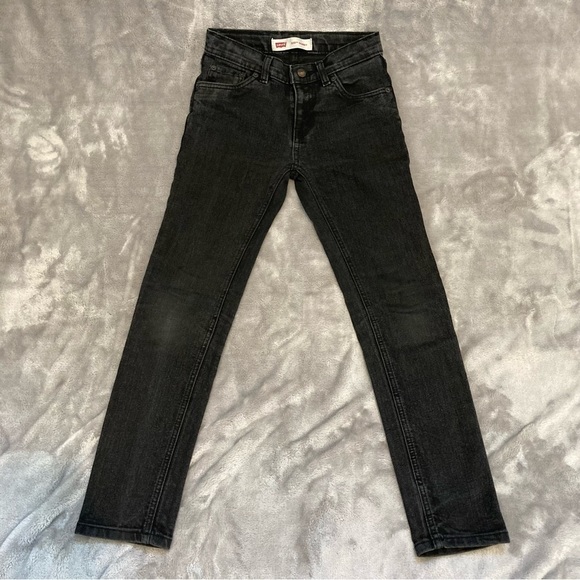 Levi's 510 Skinny Black Zip Up Jeans Adjustable Waist Size 12 Regular 26 x 26 - Picture 1 of 11